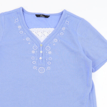 Womens UK Size S BM Blue Basic T-Shirt