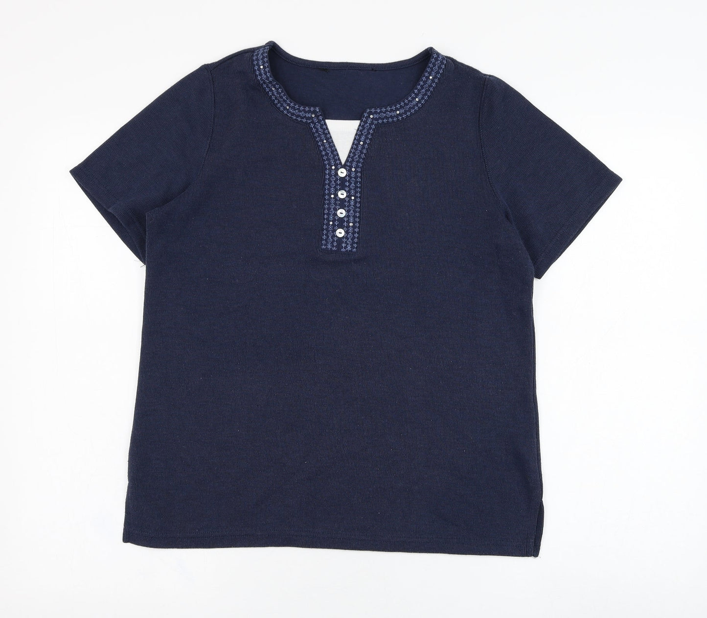 Womens UK Size S Preworn Blue Basic T-Shirt