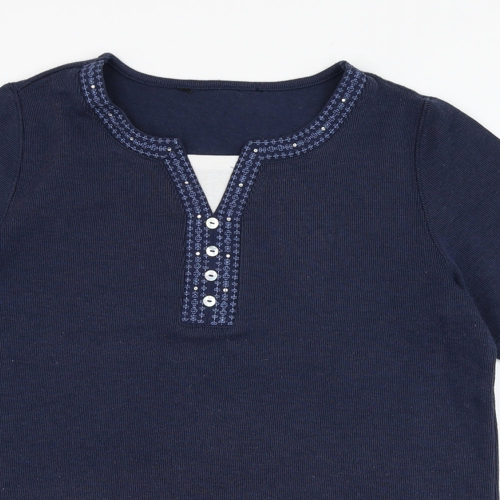 Womens UK Size S Preworn Blue Basic T-Shirt