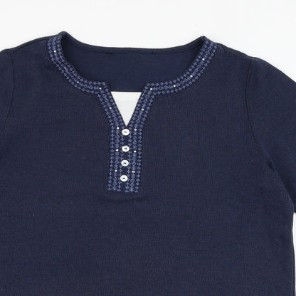 Womens UK Size S Preworn Blue Basic T-Shirt