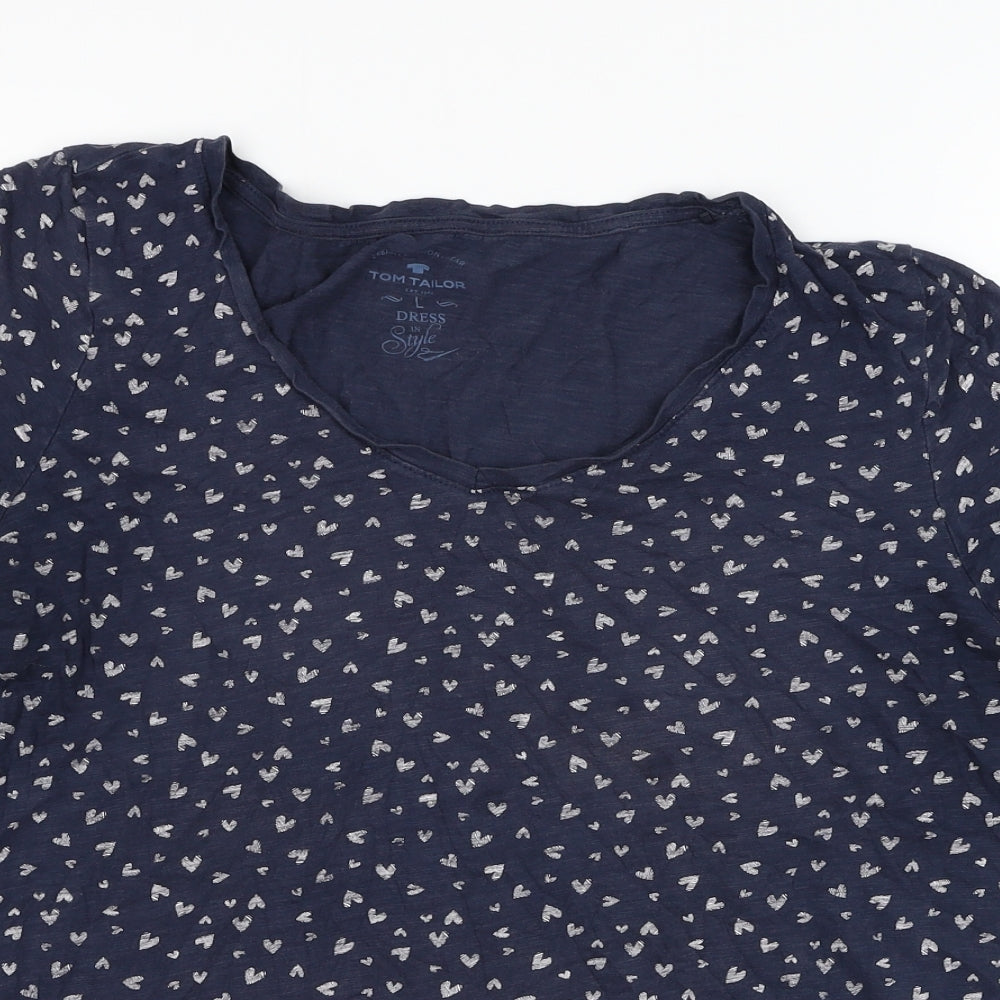 Womens UK Size L TOM TAILOR Blue Basic T-Shirt
