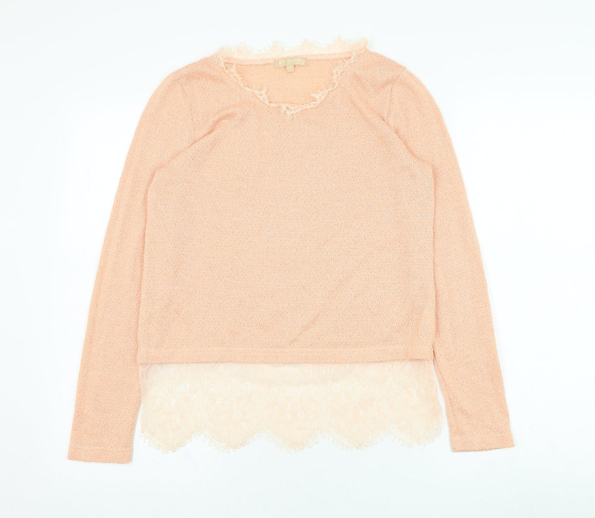 Additional front view of Swan women’s pink round neck polyester jumper, size S