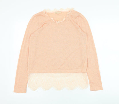 Additional front view of Swan women’s pink round neck polyester jumper, size S