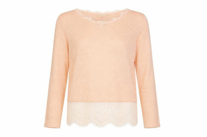 Front view of Swan women’s pink round neck polyester jumper, size S