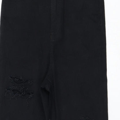 Miss Selfridge Womens Black  Cotton Skinny Jeans Size 8 L24 in Regular Zip