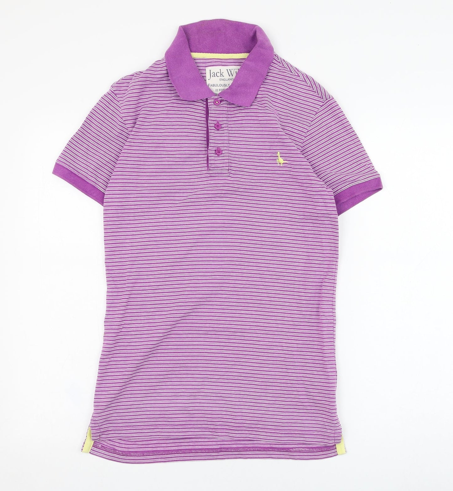 Jack Wills Mens Purple Striped Cotton  Polo Size XS Collared Pullover