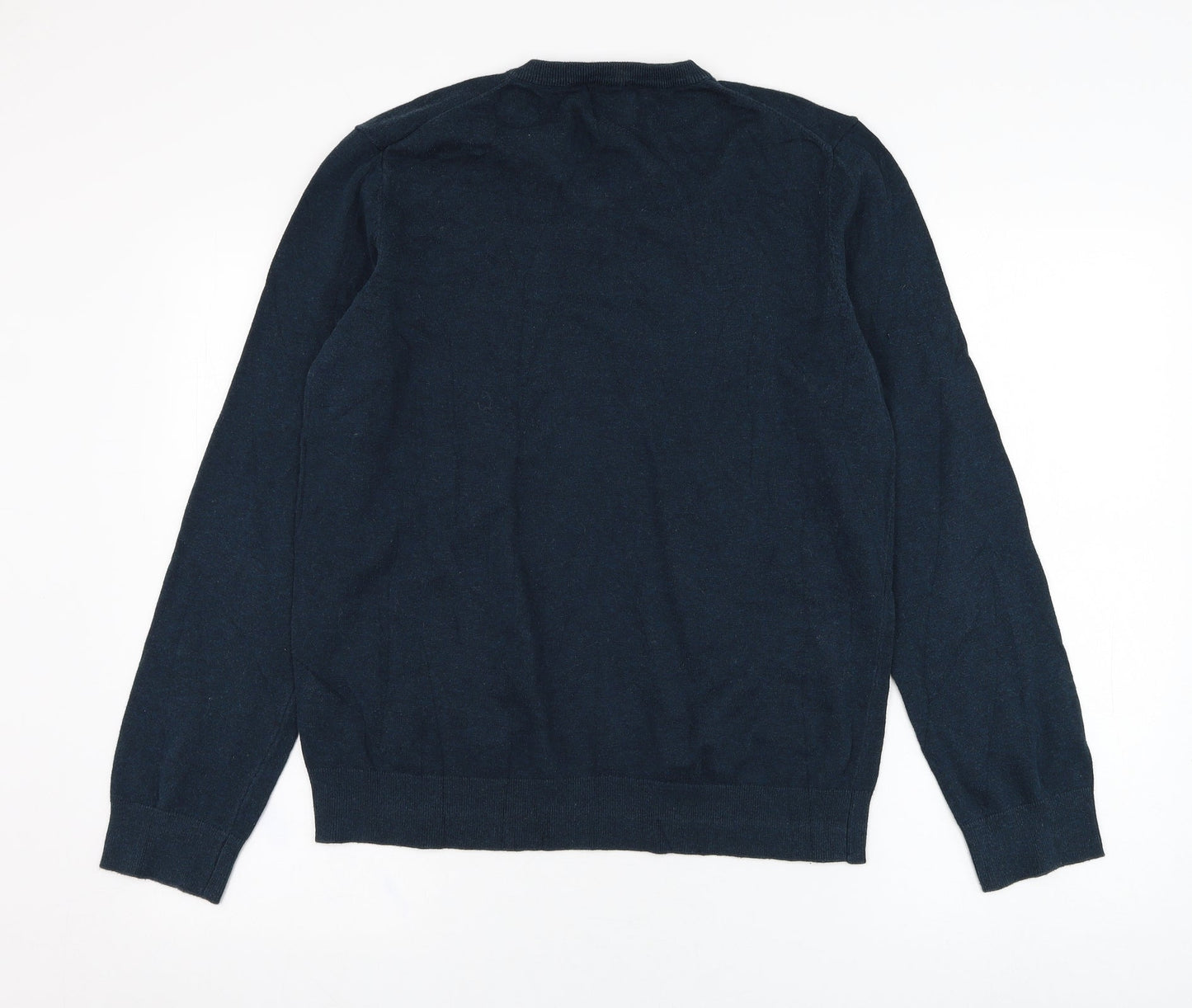 H&M Mens Green V-Neck  Cotton Pullover Jumper Size M