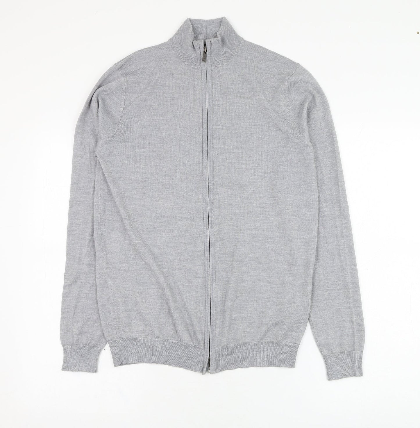 The Savile Row Mens Grey  Wool Full Zip Sweatshirt Size S