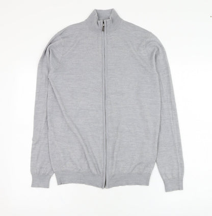 The Savile Row Mens Grey  Wool Full Zip Sweatshirt Size S