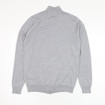The Savile Row Mens Grey  Wool Full Zip Sweatshirt Size S