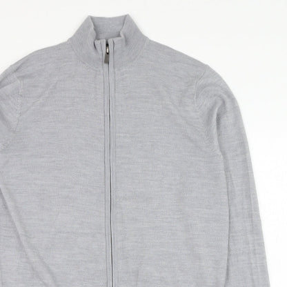 The Savile Row Mens Grey  Wool Full Zip Sweatshirt Size S