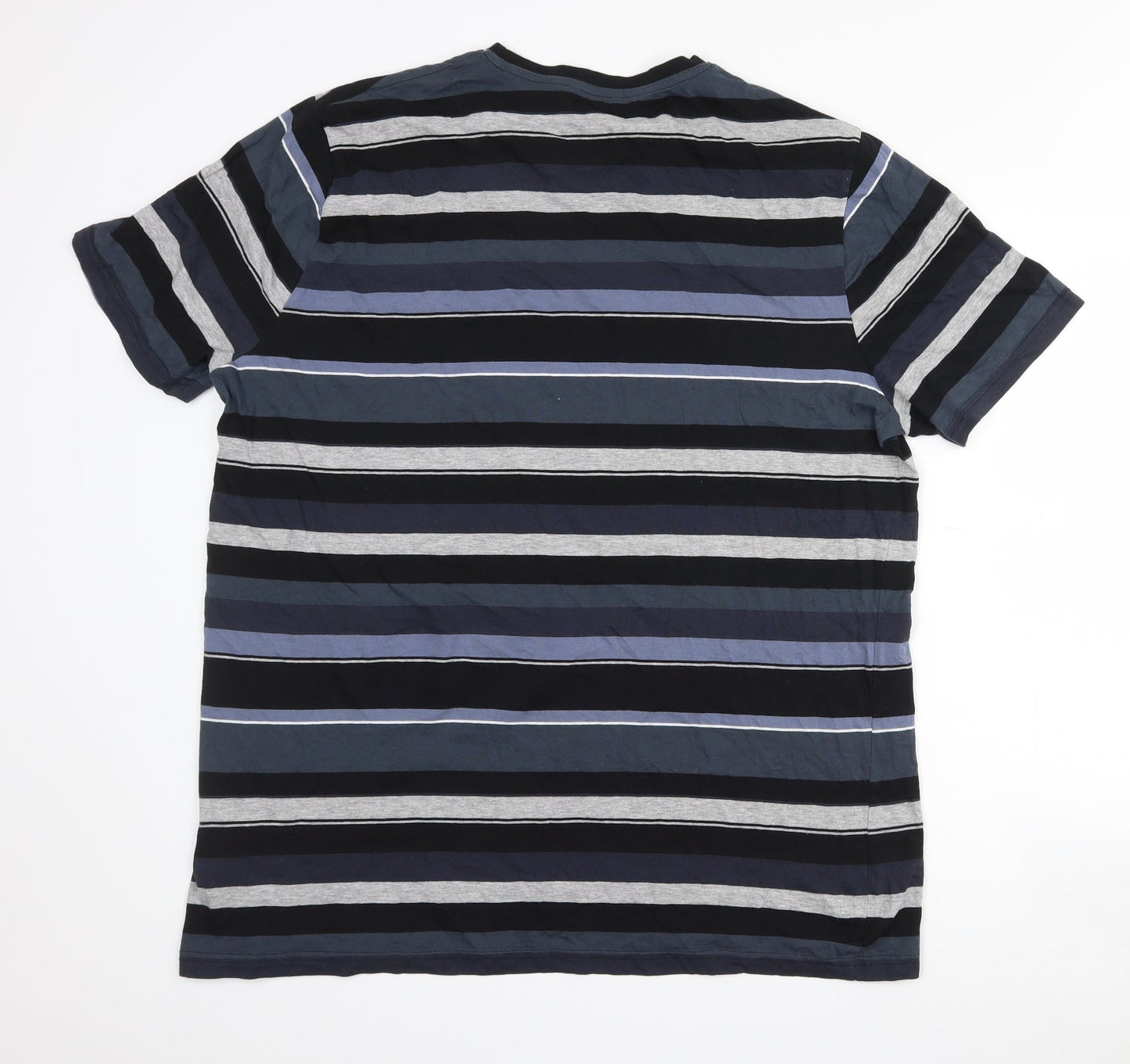 Pep & Co Girls Blue Striped Cotton Basic T-Shirt Size 4XL Crew Neck