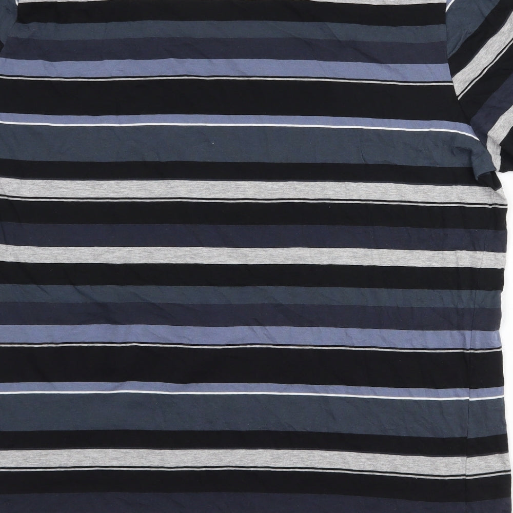 Pep & Co Girls Blue Striped Cotton Basic T-Shirt Size 4XL Crew Neck