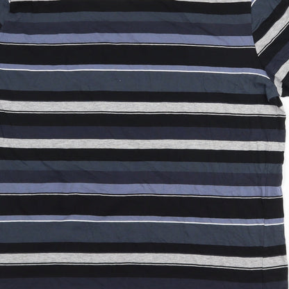 Pep & Co Girls Blue Striped Cotton Basic T-Shirt Size 4XL Crew Neck