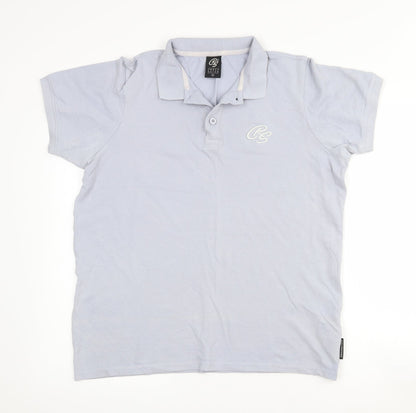 Crosshatch Mens Blue  Cotton  Polo Size M Collared Button