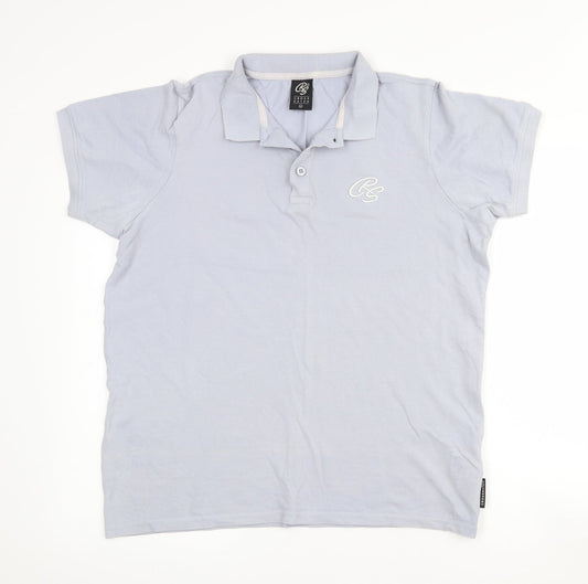 Crosshatch Mens Blue  Cotton  Polo Size M Collared Button
