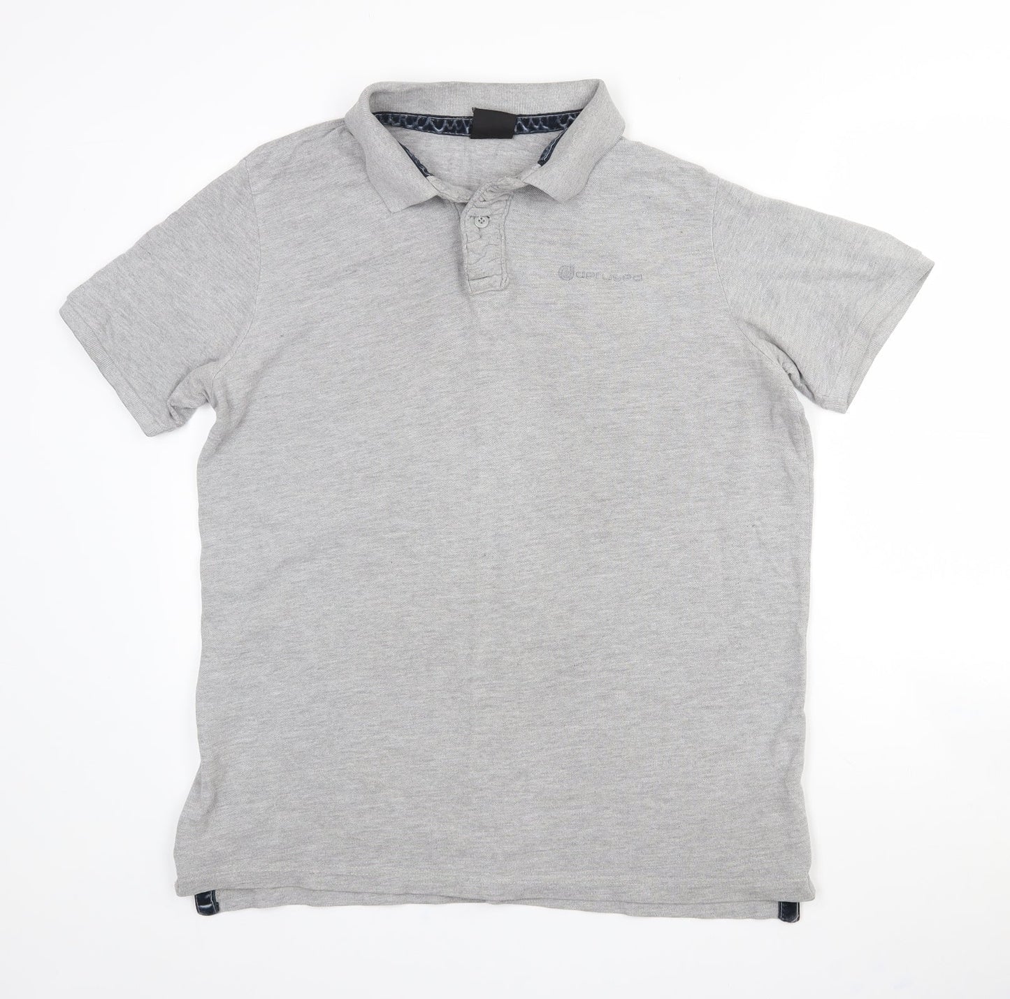 Defused Mens Grey  Polyester  Polo Size L Collared Button - Defused logo