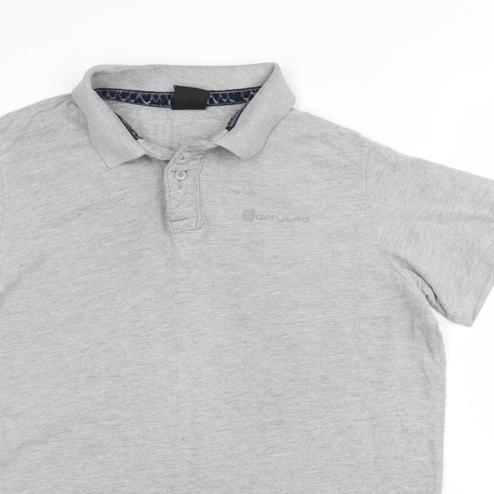 Defused Mens Grey  Polyester  Polo Size L Collared Button - Defused logo