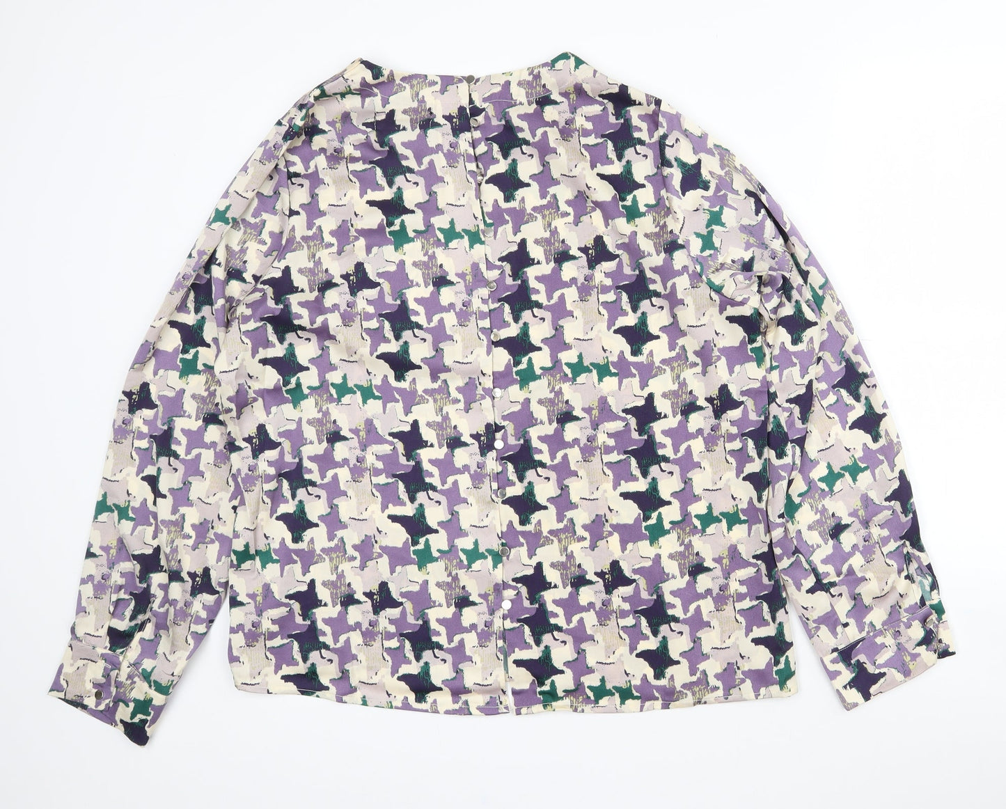 Rant & Rave Womens Purple Geometric Polyester Basic Blouse Size 14 Round Neck