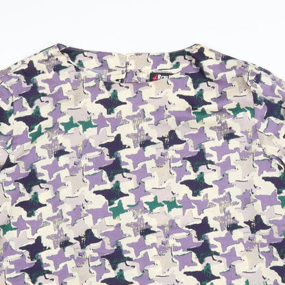 Rant & Rave Womens Purple Geometric Polyester Basic Blouse Size 14 Round Neck