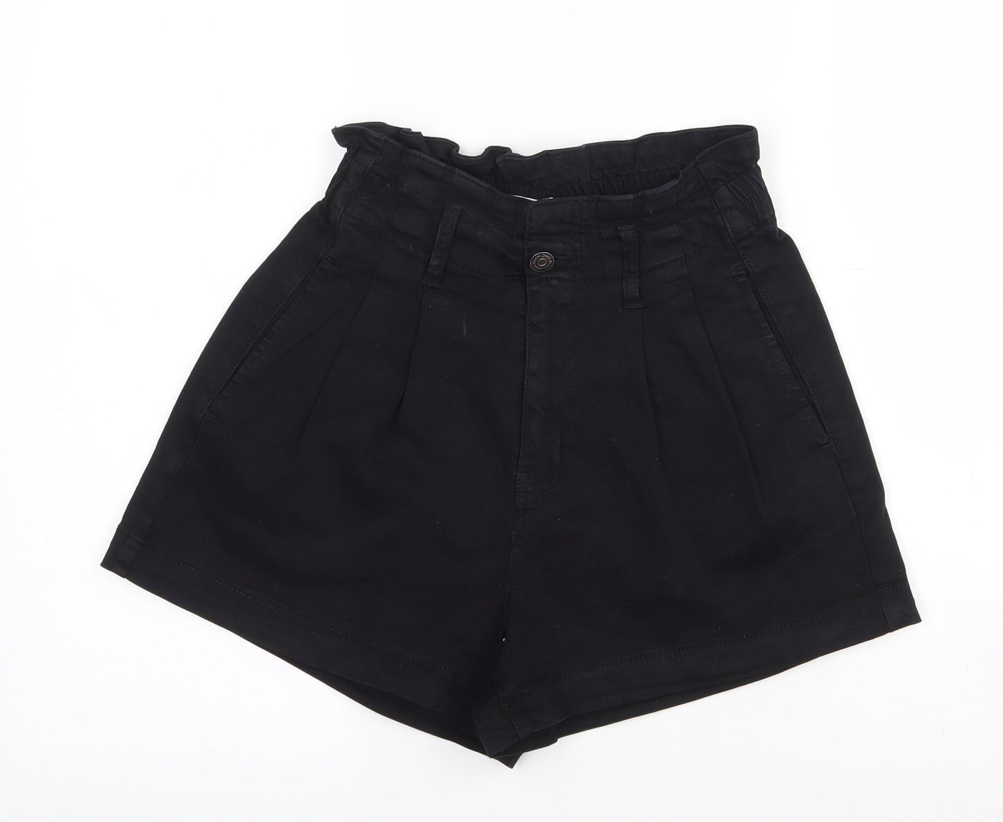 My Tina's Womens Black  Cotton Paperbag Shorts Size XS L3 in Regular Zip