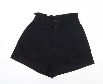 My Tina's Womens Black  Cotton Paperbag Shorts Size XS L3 in Regular Zip