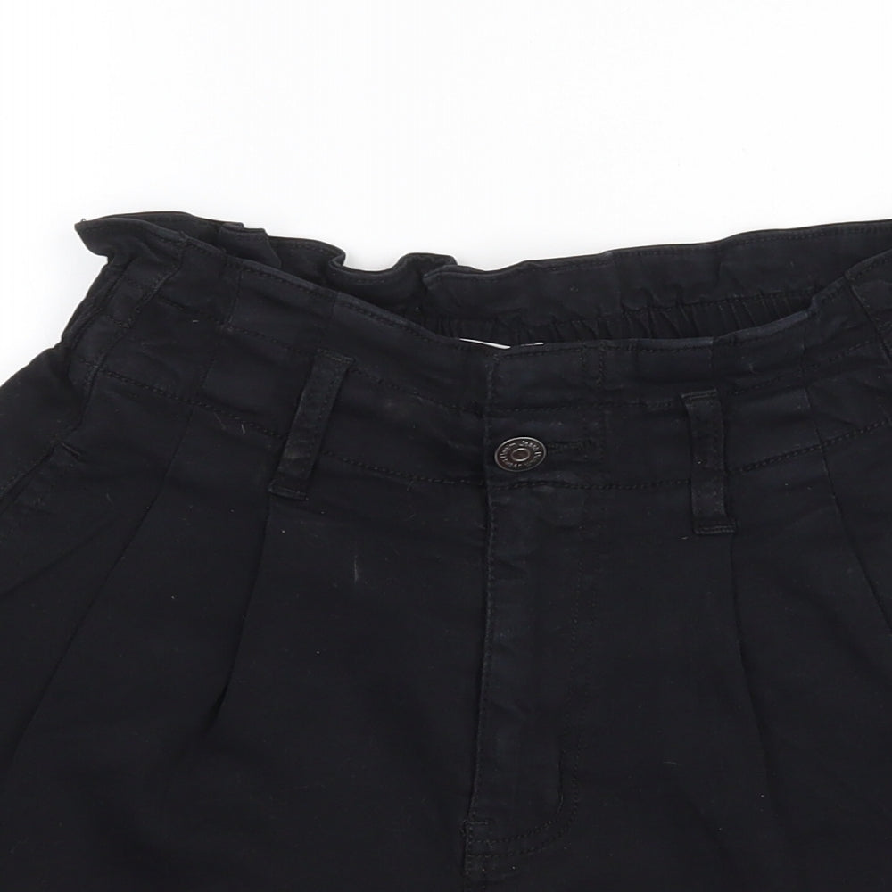 My Tina's Womens Black  Cotton Paperbag Shorts Size XS L3 in Regular Zip