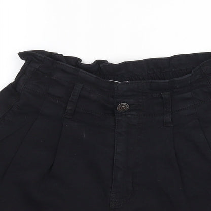 My Tina's Womens Black  Cotton Paperbag Shorts Size XS L3 in Regular Zip