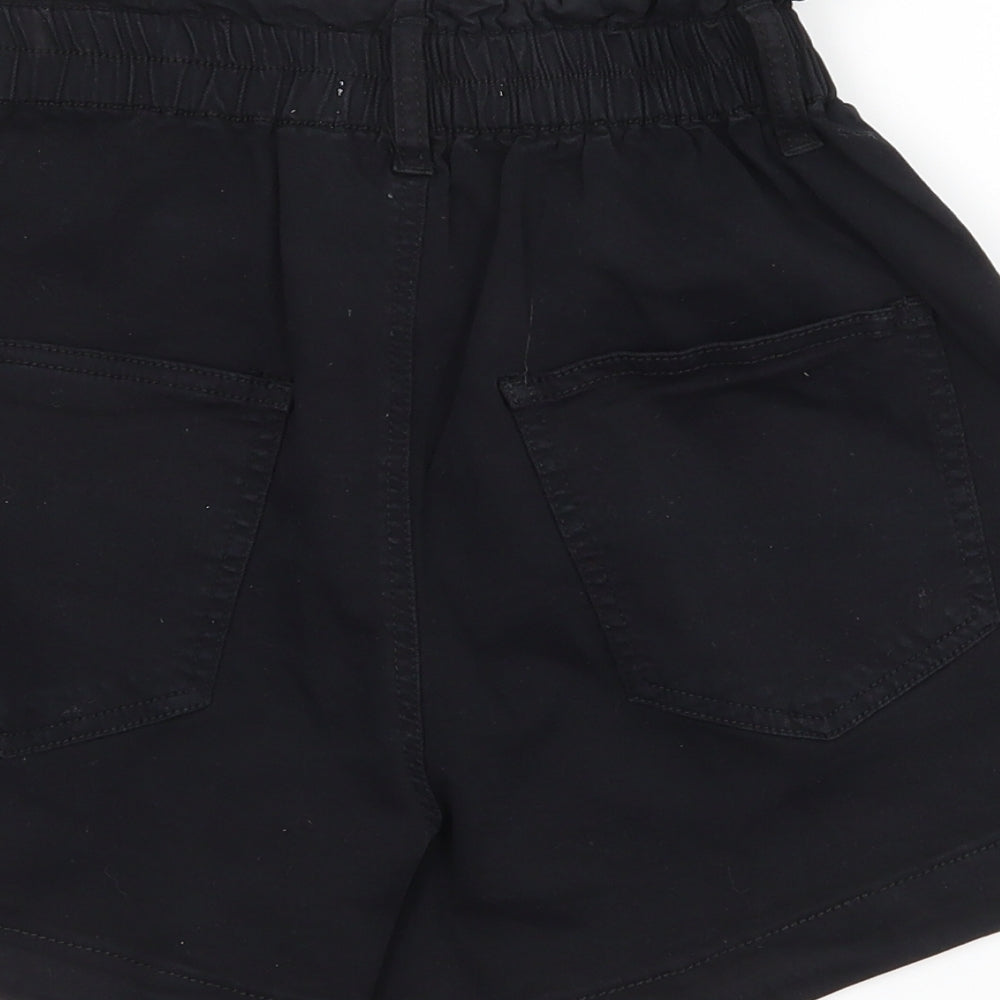 My Tina's Womens Black  Cotton Paperbag Shorts Size XS L3 in Regular Zip
