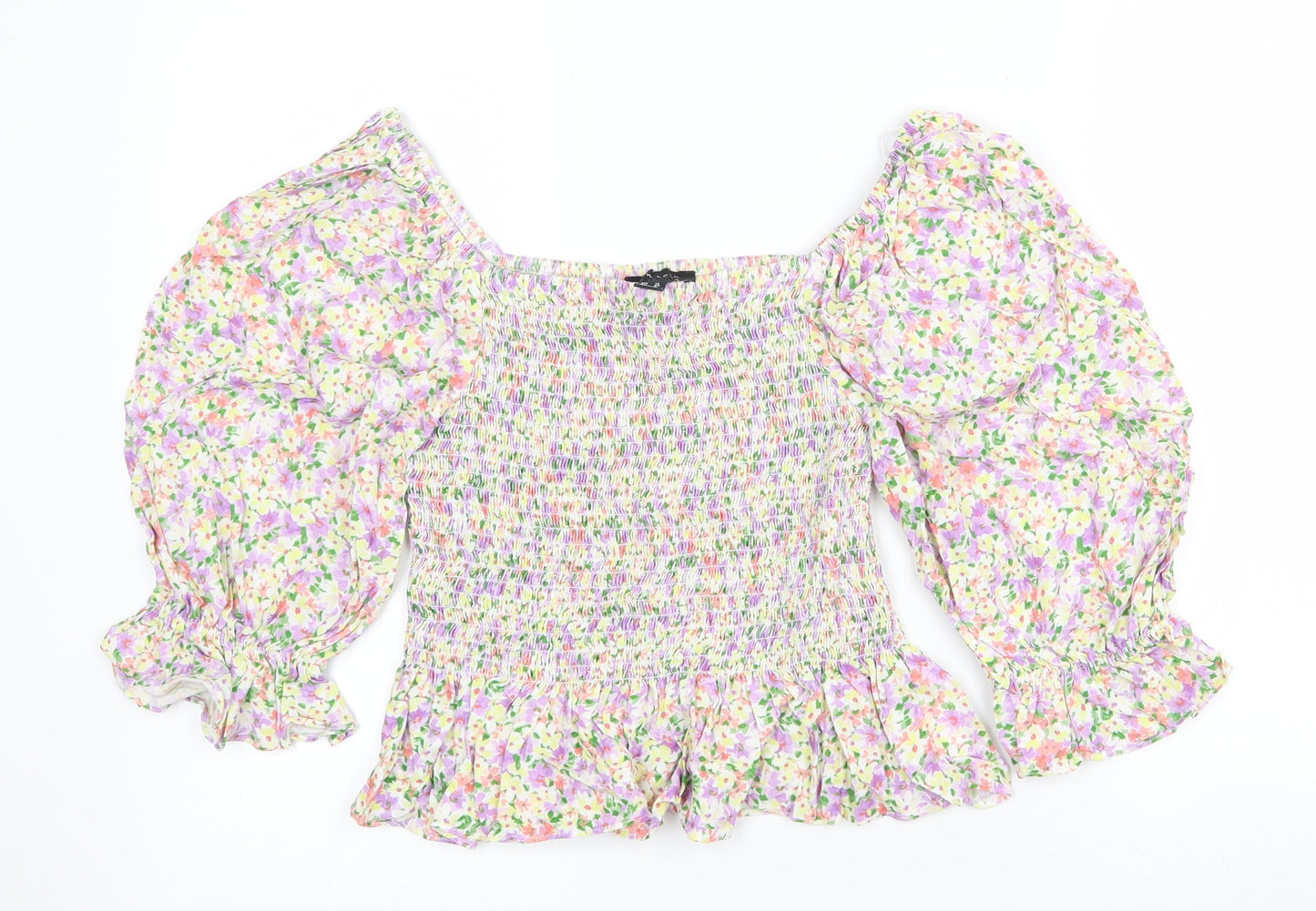 Womens UK Size 12 New Look Multicoloured Cropped T-Shirt