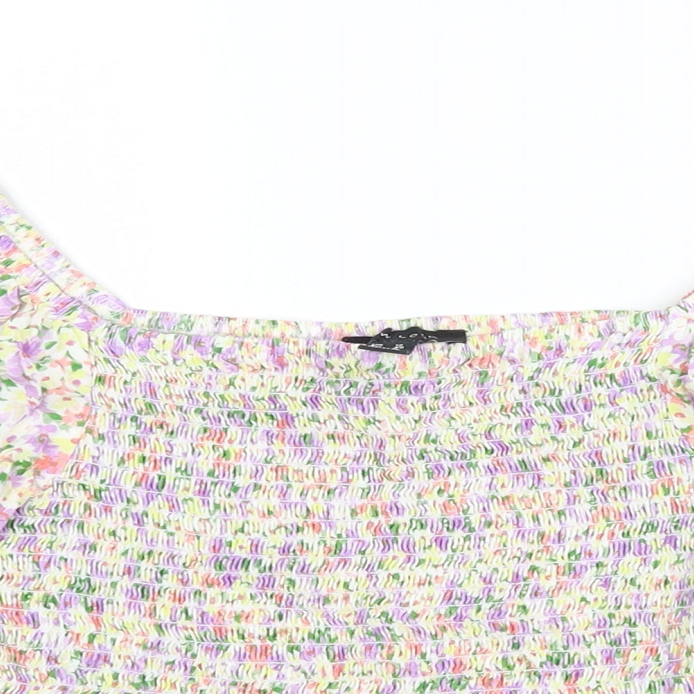 Womens UK Size 12 New Look Multicoloured Cropped T-Shirt