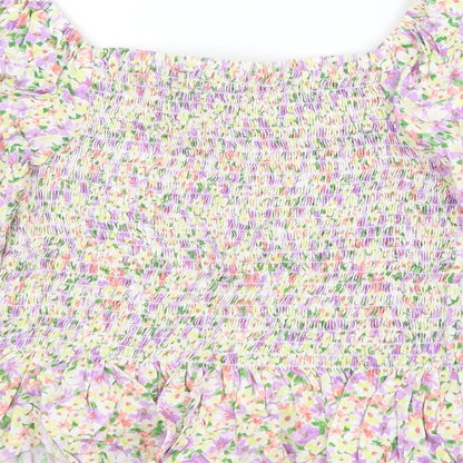 Womens UK Size 12 New Look Multicoloured Cropped T-Shirt
