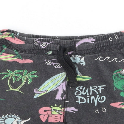 H&M Boys Multicoloured  Cotton Sweat Shorts Size 5-6 Years  Regular Drawstring - Dinosaur. Surfing