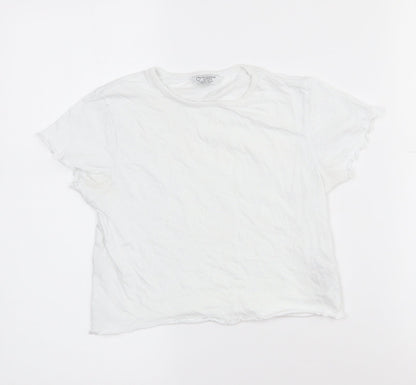 Primark Girls White  Cotton Cropped T-Shirt Size 11-12 Years Crew Neck
