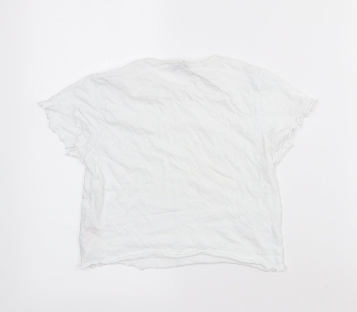 Primark Girls White  Cotton Cropped T-Shirt Size 11-12 Years Crew Neck