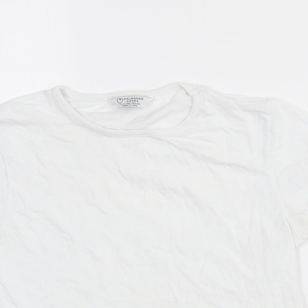 Primark Girls White  Cotton Cropped T-Shirt Size 11-12 Years Crew Neck