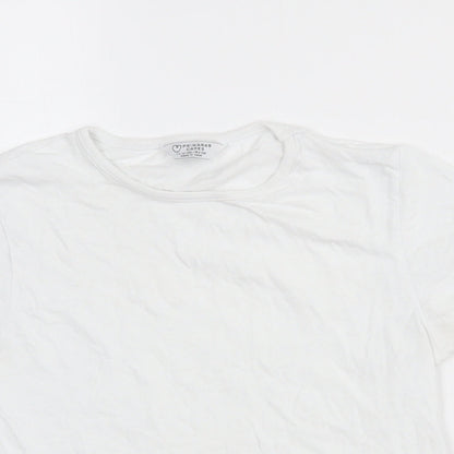 Primark Girls White  Cotton Cropped T-Shirt Size 11-12 Years Crew Neck