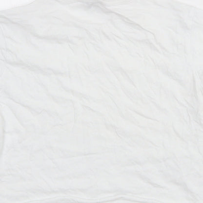 Primark Girls White  Cotton Cropped T-Shirt Size 11-12 Years Crew Neck
