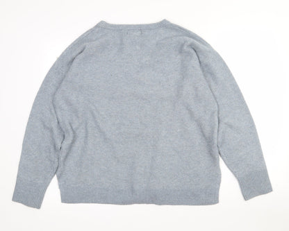 Primark Womens Blue Crew Neck  Polyester Pullover Jumper Size 12   - 12-14. Bead detail