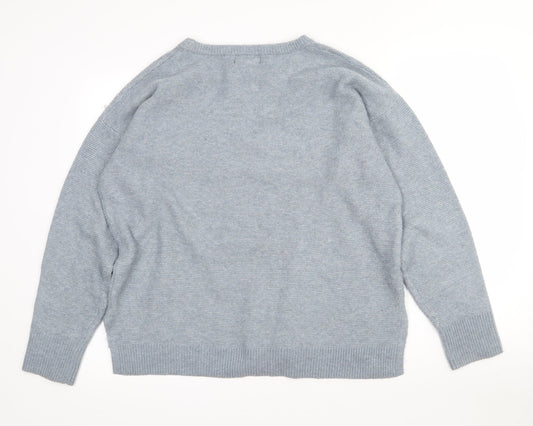 Primark Womens Blue Crew Neck  Polyester Pullover Jumper Size 12   - 12-14. Bead detail