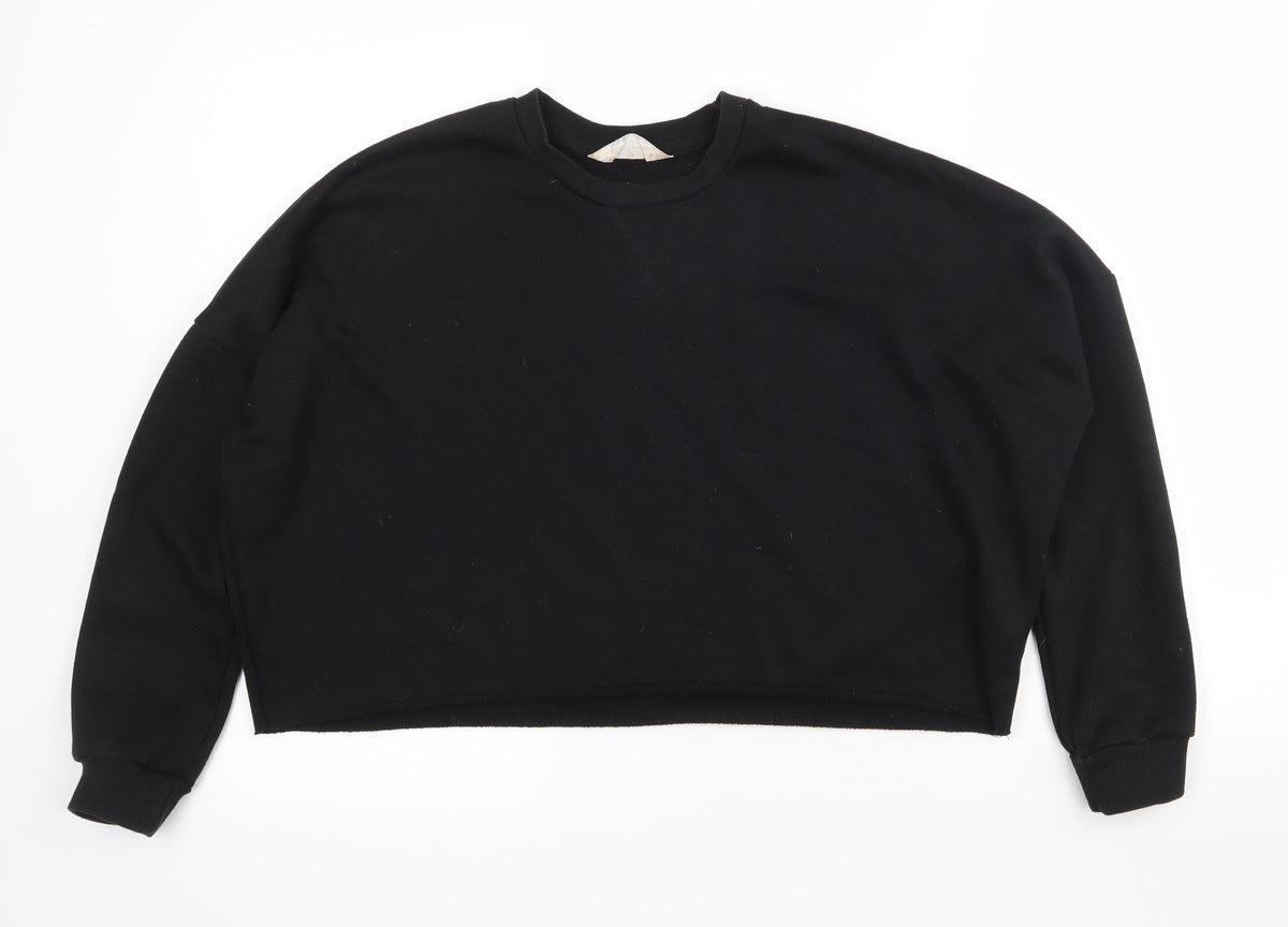 Additional front view of Primark women’s black polyester pullover sweatshirt, size UK 6, - cropped