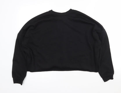 Back view of Primark women’s black polyester pullover sweatshirt, size UK 6, - cropped