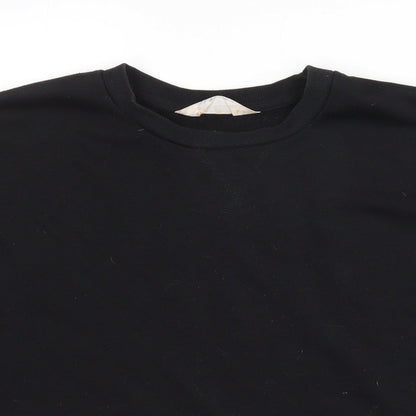 Close-up detail of Primark women’s black polyester pullover sweatshirt, size UK 6, - cropped