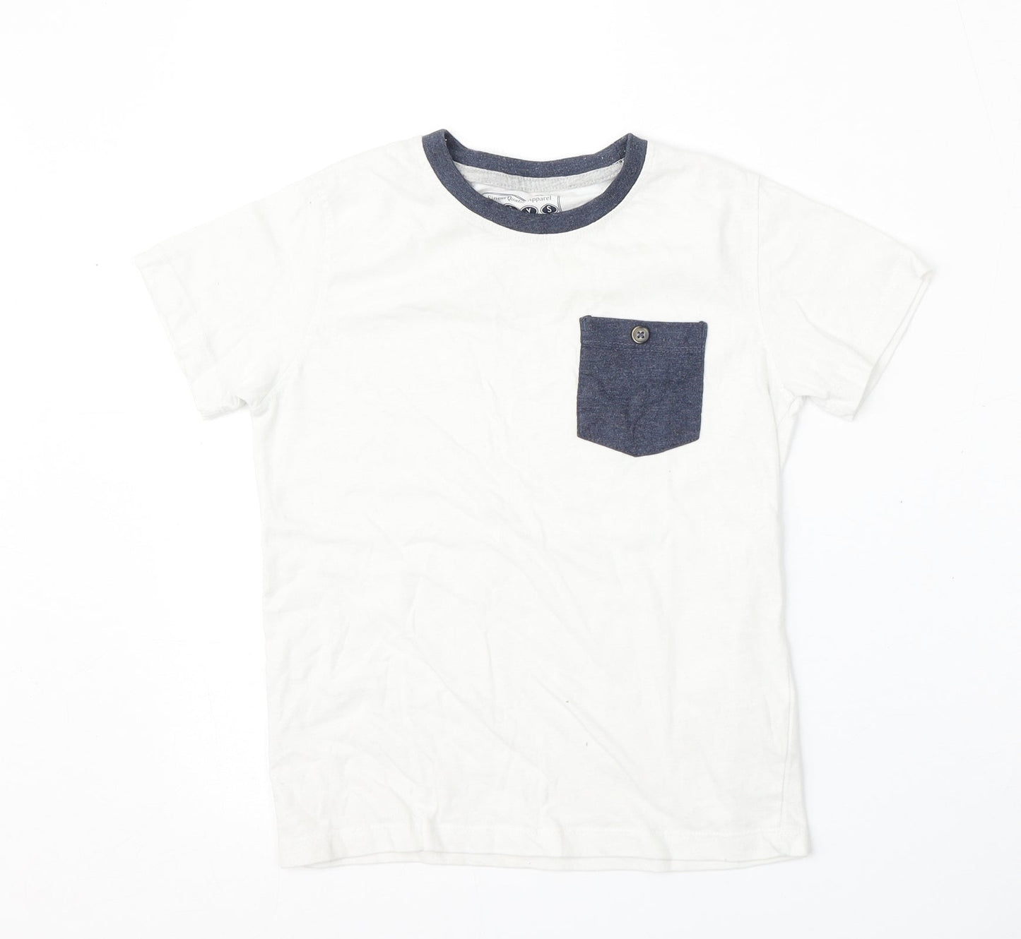 BOYS Boys White  Cotton Basic T-Shirt Size 6-7 Years Round Neck