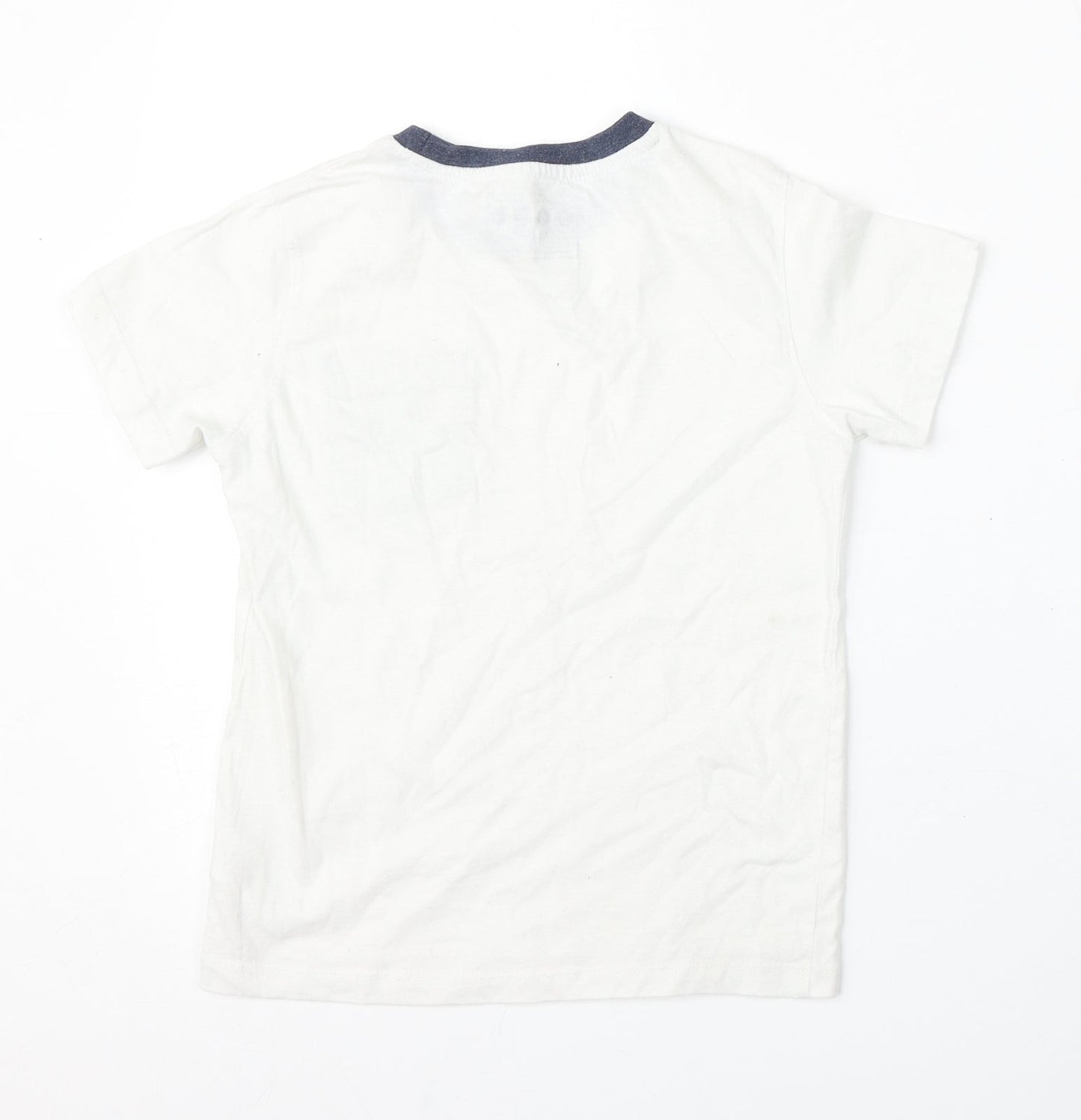 BOYS Boys White  Cotton Basic T-Shirt Size 6-7 Years Round Neck
