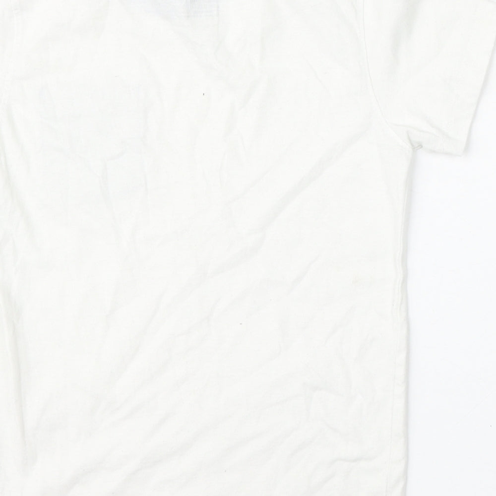 BOYS Boys White  Cotton Basic T-Shirt Size 6-7 Years Round Neck