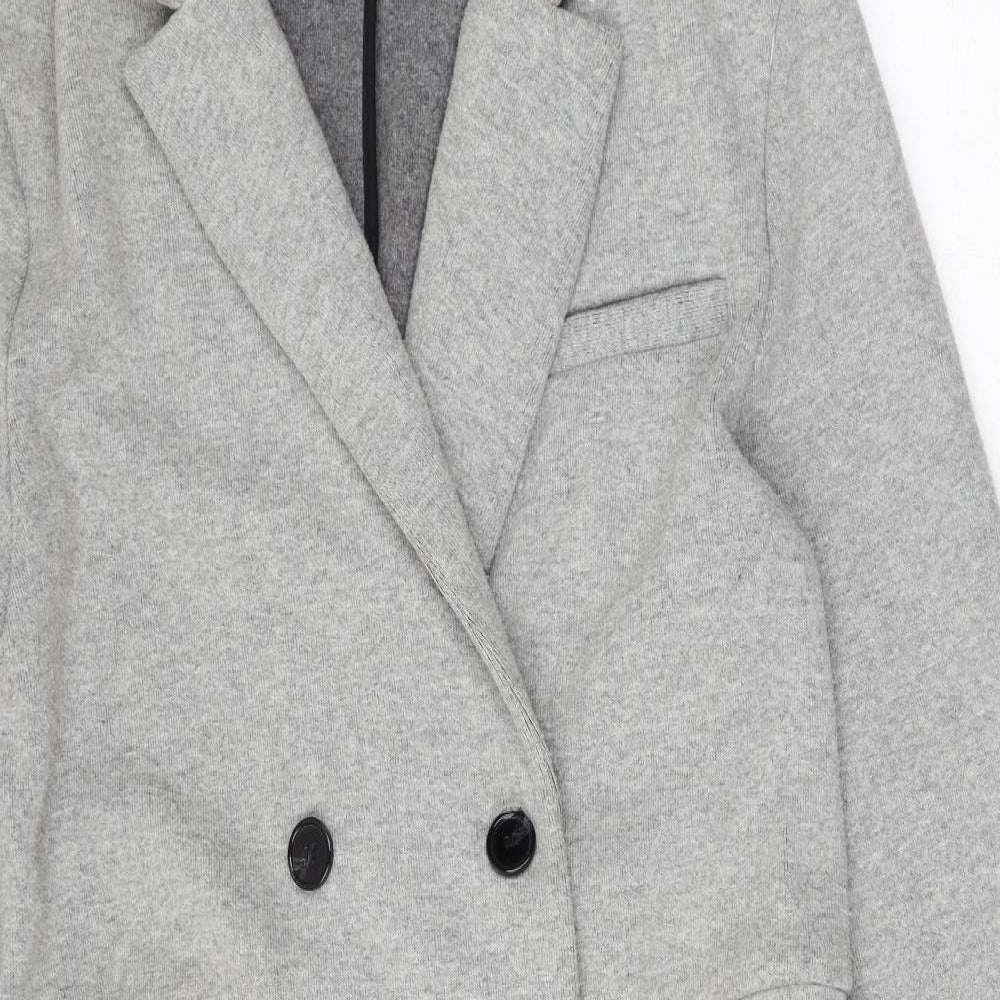 Close-up detail of TRF Outerwear women’s grey jacket, size S, button