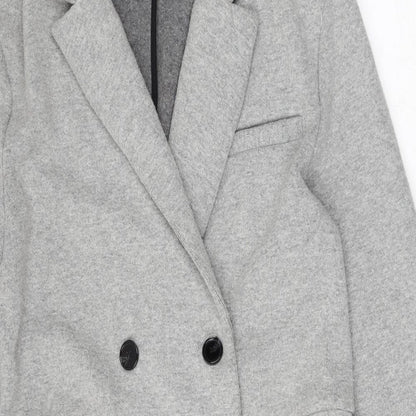 Close-up detail of TRF Outerwear women’s grey jacket, size S, button