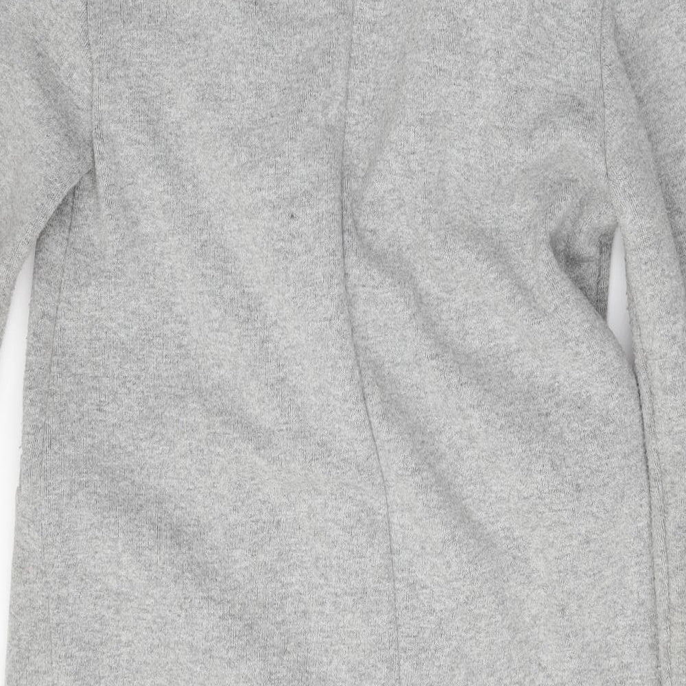 Brand and care label for TRF Outerwear women’s grey jacket, size S, button