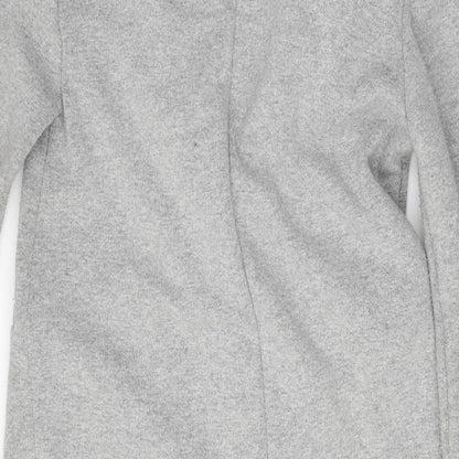 Brand and care label for TRF Outerwear women’s grey jacket, size S, button